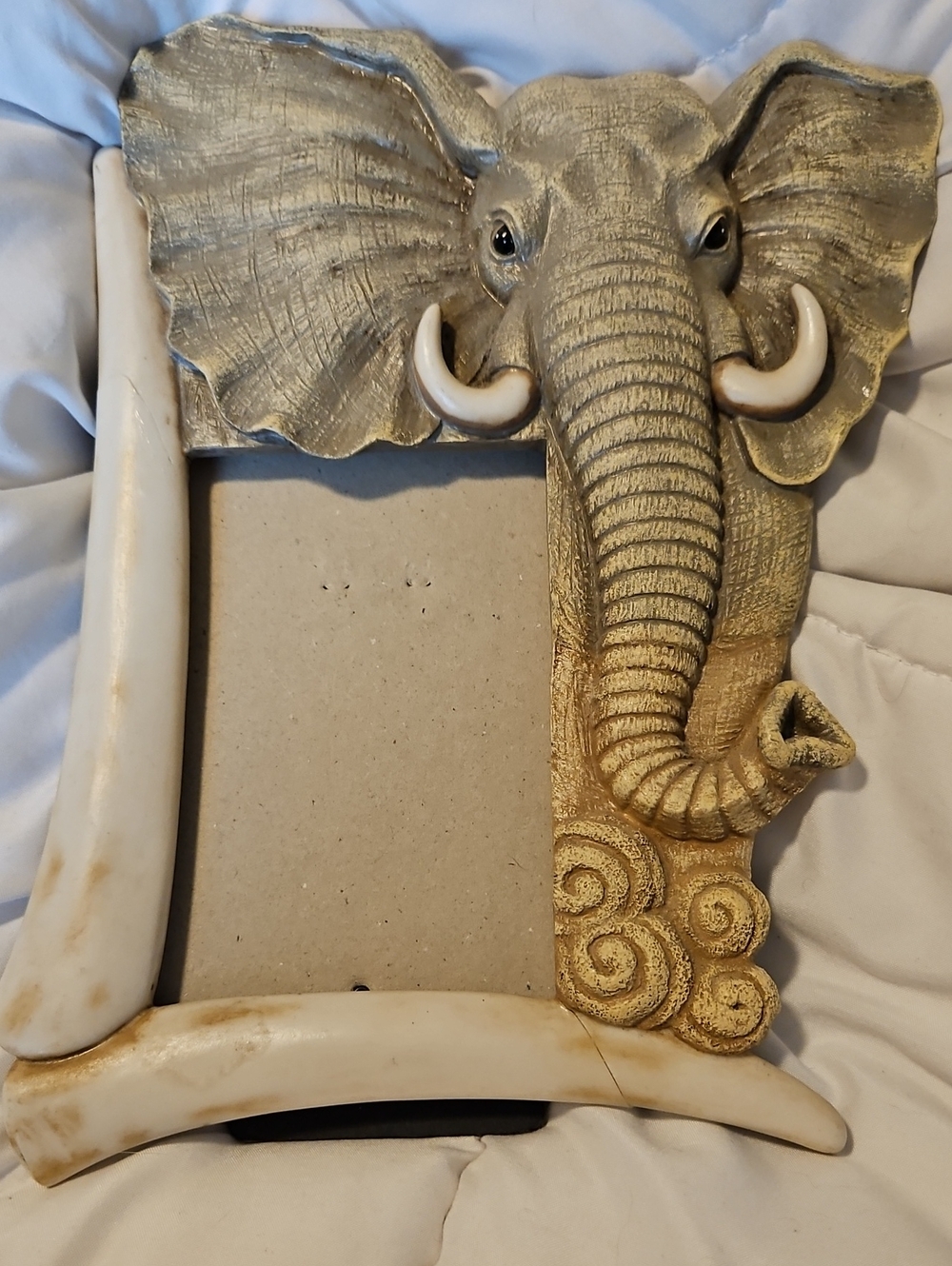 Tabletop Elephant Photo Frame with Ivory Accent
